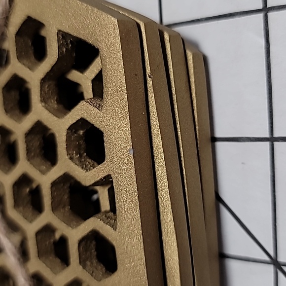 Set of 4 Metal Coasters, 4.5" at Widest, Approx..2" tall Honeycomb Pattern - Picture 11 of 11